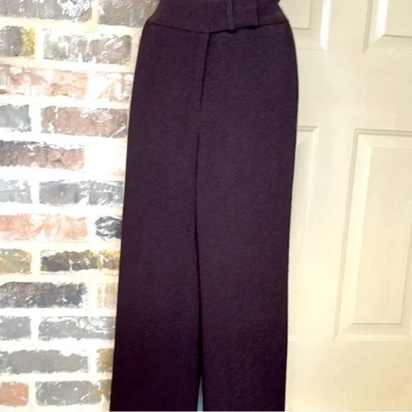 ALFANI 90’s Y2K Burgundy Wine Puddle Length Boucle Slubbed Texture Trousers Sz 8 - Picture 10 of 10
